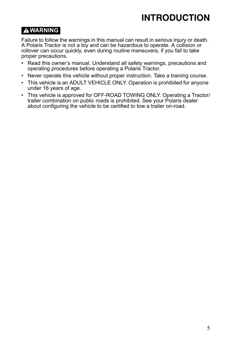 Introduction | Polaris Sportsman 9921837 User Manual | Page 7 / 133