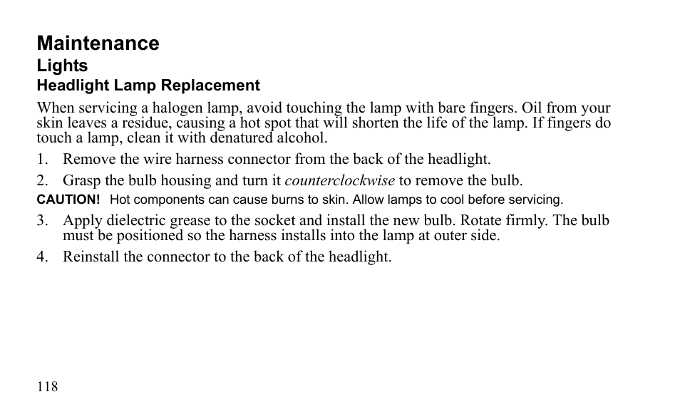 Maintenance | Polaris Outlaw 525 S User Manual | Page 121 / 205