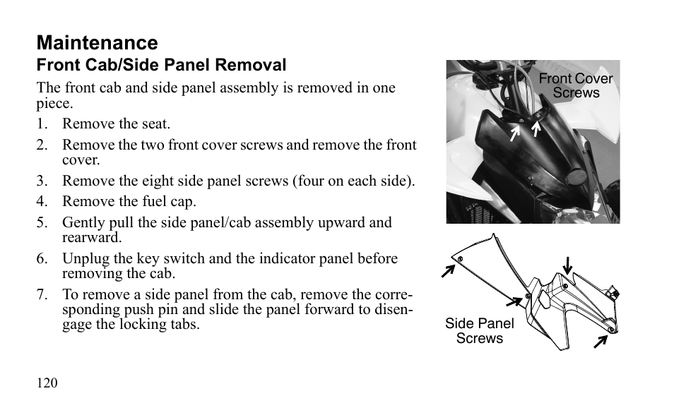 Maintenance | Polaris Outlaw 525 S User Manual | Page 123 / 205