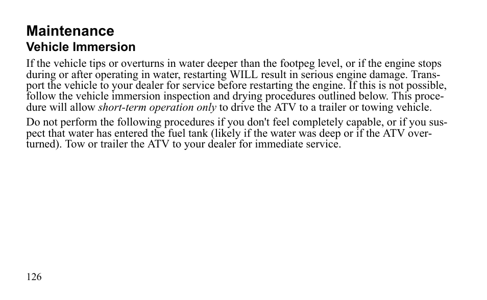 Maintenance | Polaris Outlaw 525 S User Manual | Page 129 / 205