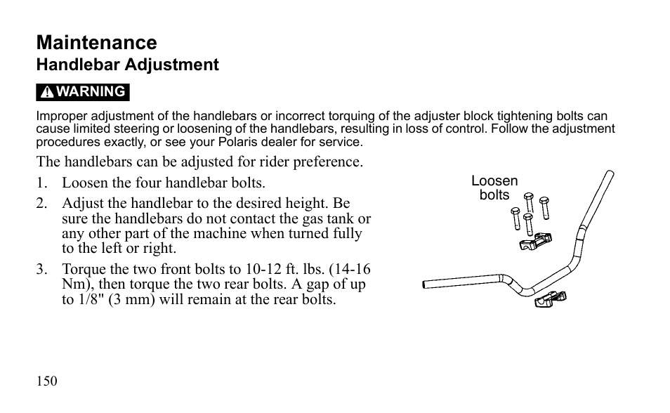 Maintenance | Polaris Outlaw 525 S User Manual | Page 153 / 205