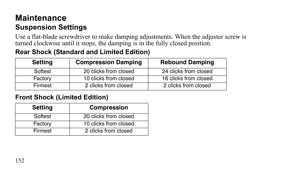 Maintenance, Suspension settings | Polaris Outlaw 525 S User Manual | Page 155 / 205