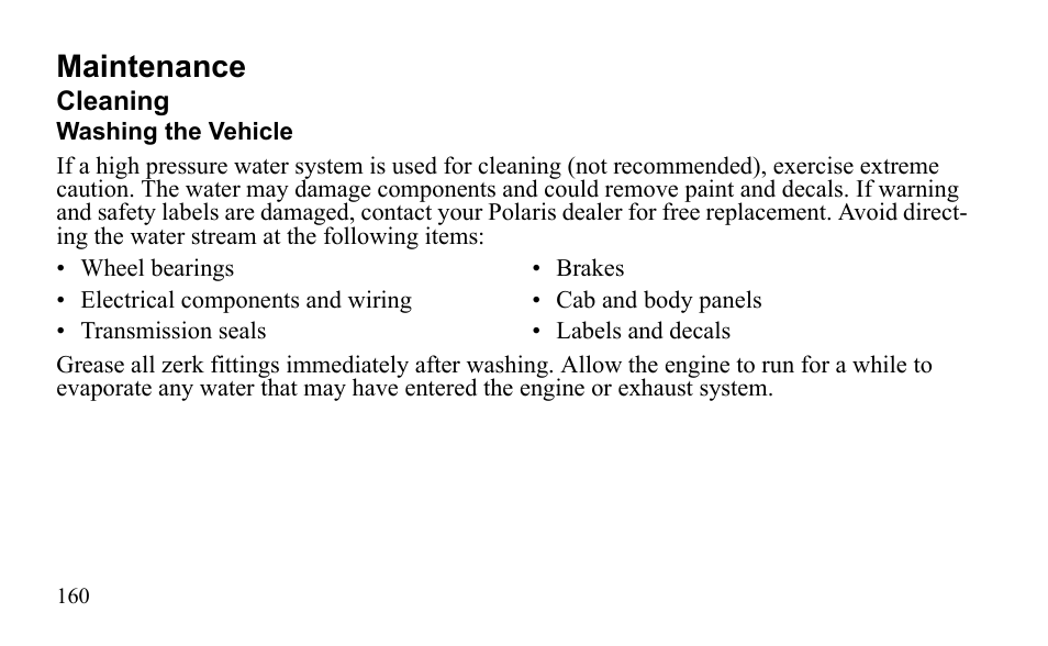 Maintenance | Polaris Outlaw 525 S User Manual | Page 163 / 205