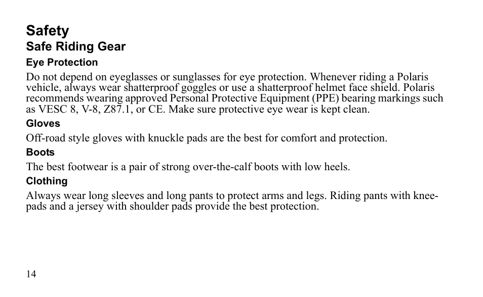 Safety | Polaris Outlaw 525 S User Manual | Page 17 / 205