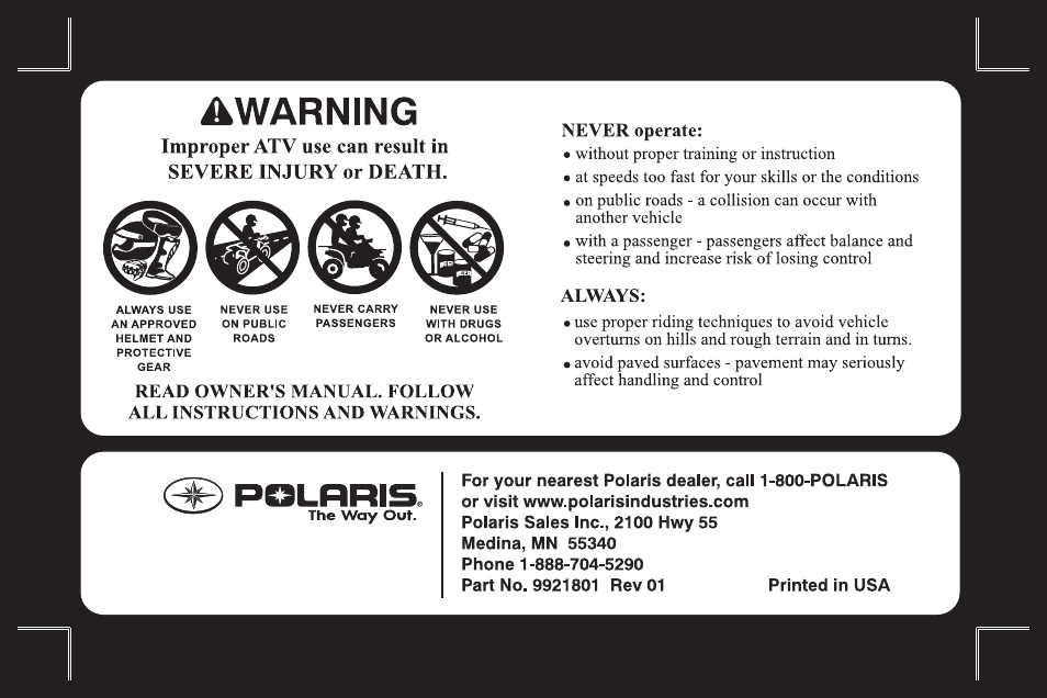 Polaris Outlaw 525 S User Manual | Page 2 / 205