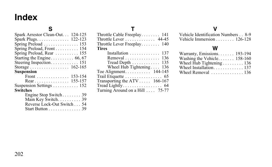 Index | Polaris Outlaw 525 S User Manual | Page 205 / 205