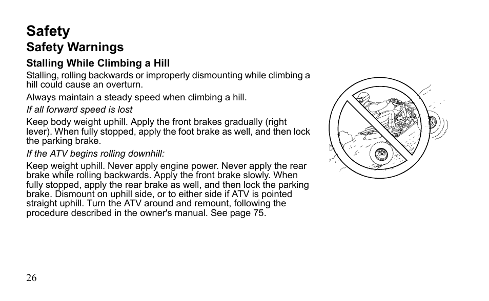 Safety, Safety warnings | Polaris Outlaw 525 S User Manual | Page 29 / 205