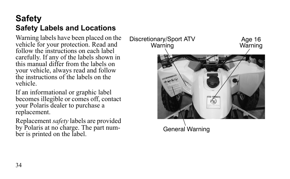 Safety | Polaris Outlaw 525 S User Manual | Page 37 / 205