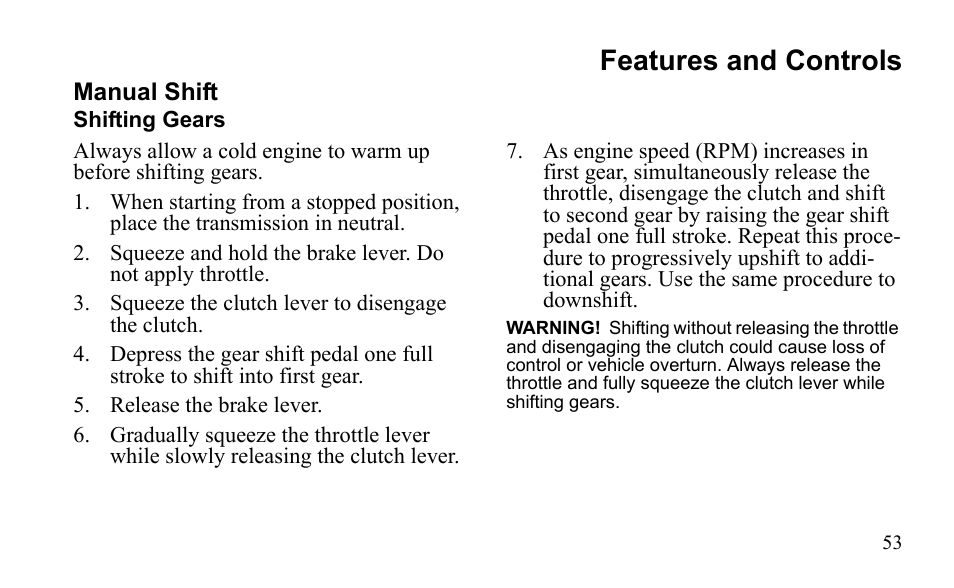 Features and controls | Polaris Outlaw 525 S User Manual | Page 56 / 205