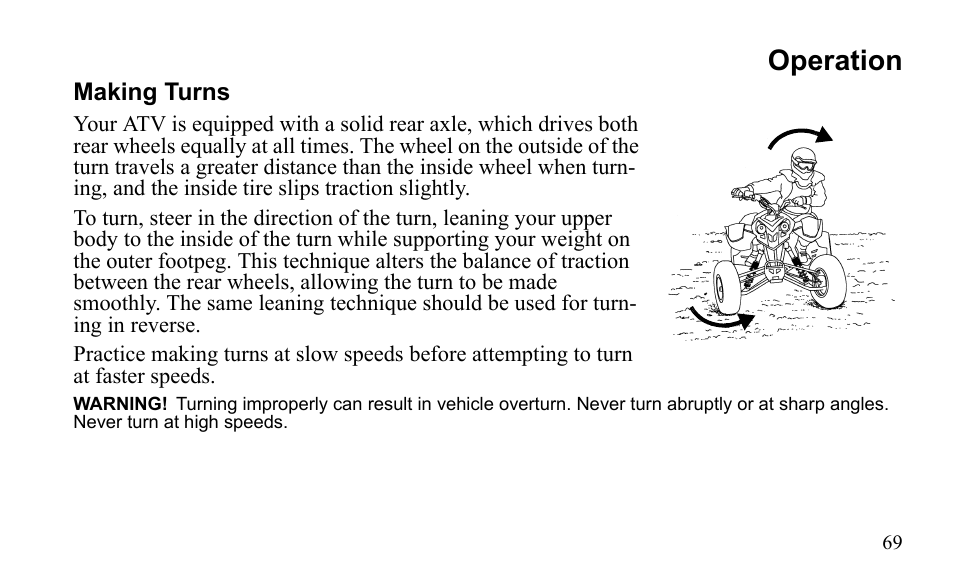 Operation | Polaris Outlaw 525 S User Manual | Page 72 / 205