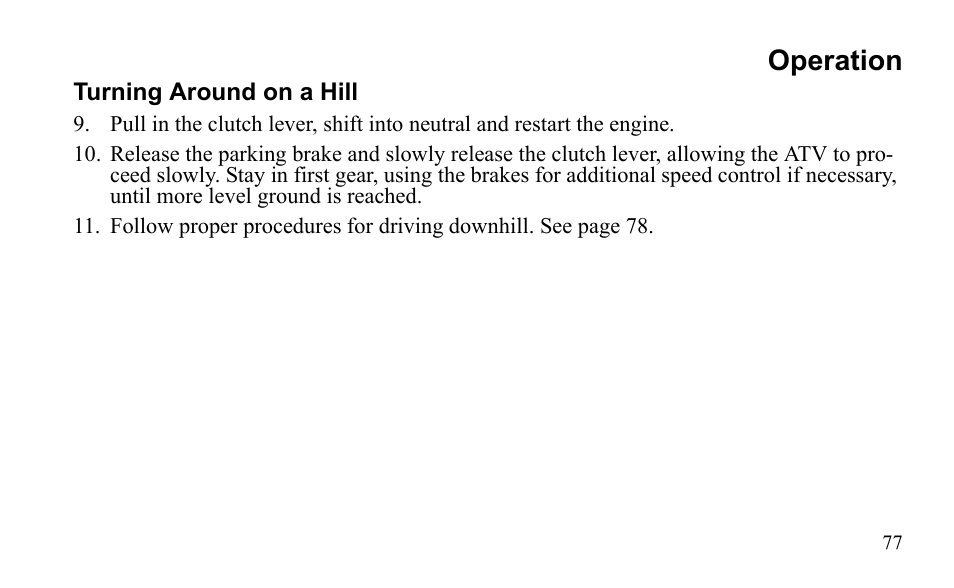 Operation | Polaris Outlaw 525 S User Manual | Page 80 / 205