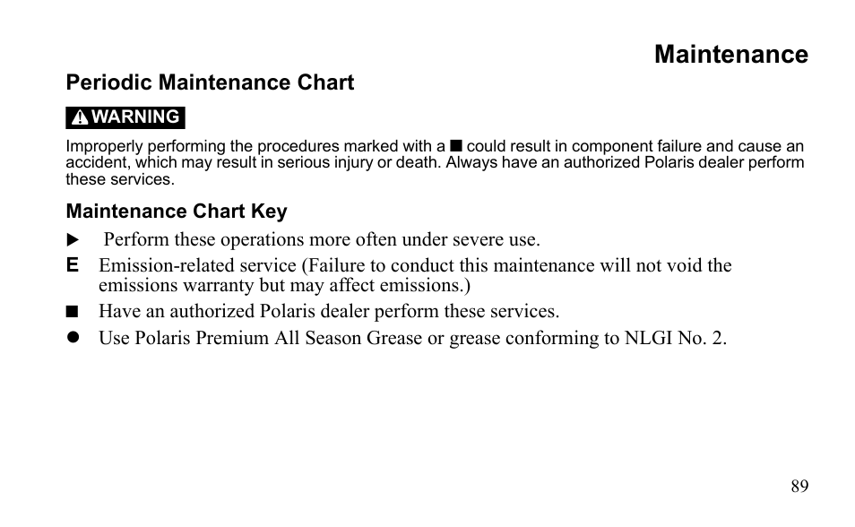 Maintenance | Polaris Outlaw 525 S User Manual | Page 92 / 205