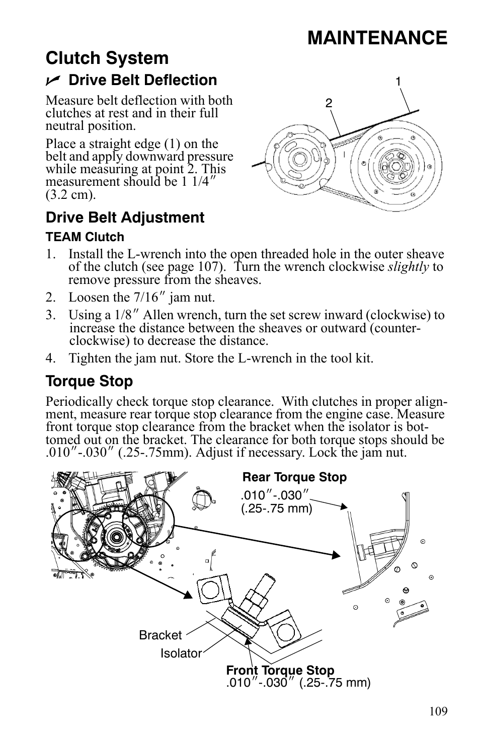 Maintenance, Clutch system | Polaris 600 HO IQ User Manual | Page 112 / 145