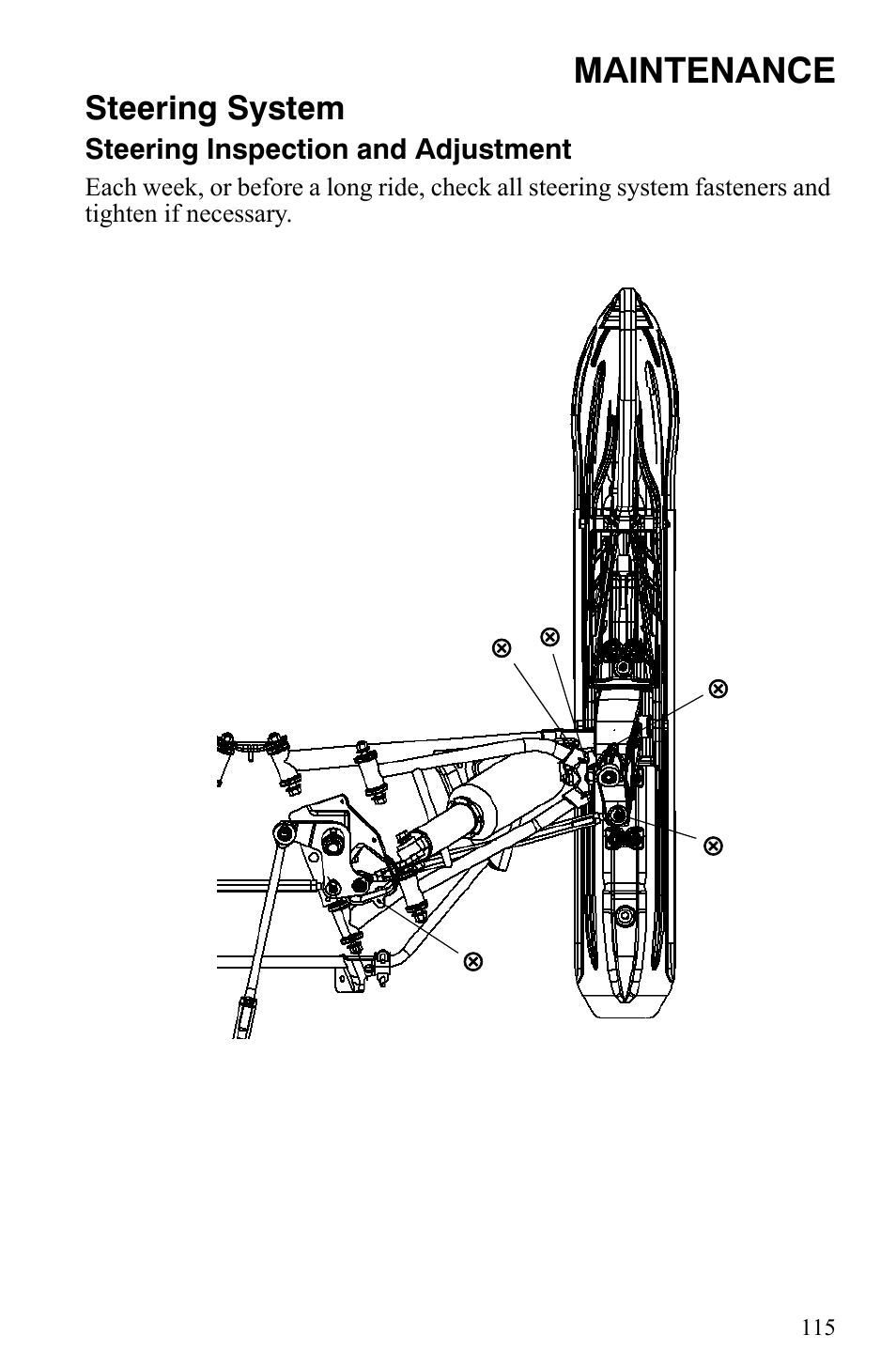 Maintenance, Steering system | Polaris 600 HO IQ User Manual | Page 118 / 145
