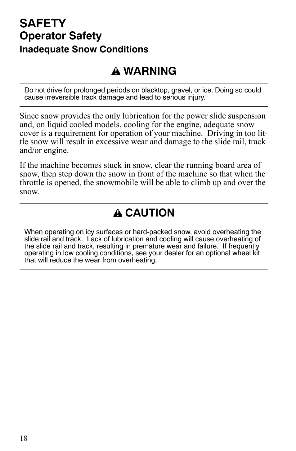 Safety, Operator safety, Warning | Caution | Polaris 600 HO IQ User Manual | Page 21 / 145