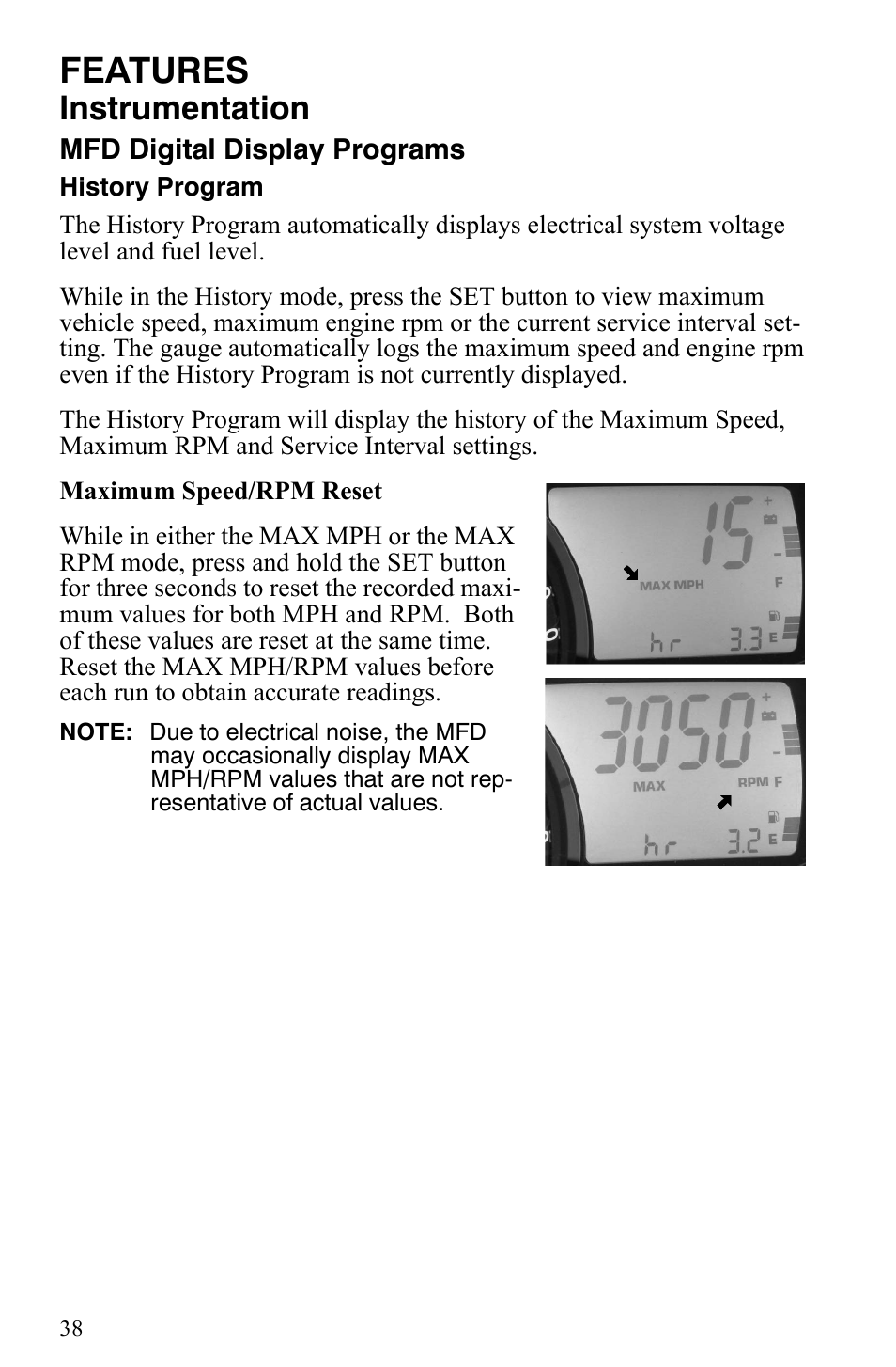 Features, Instrumentation | Polaris 600 HO IQ User Manual | Page 41 / 145