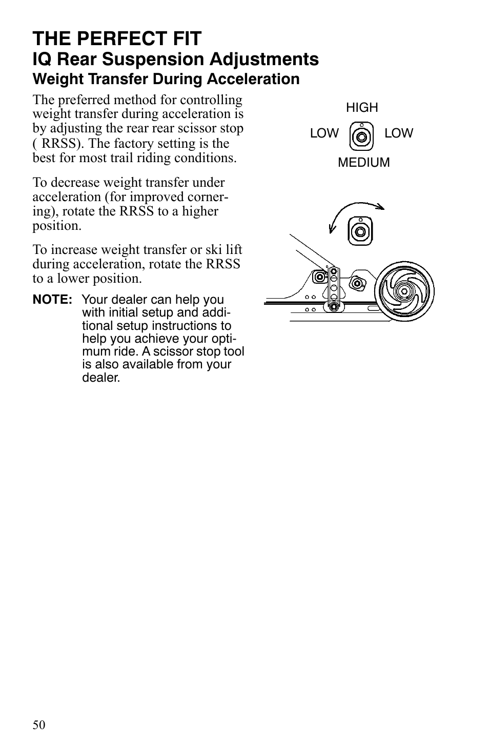 The perfect fit, Iq rear suspension adjustments | Polaris 600 HO IQ User Manual | Page 53 / 145
