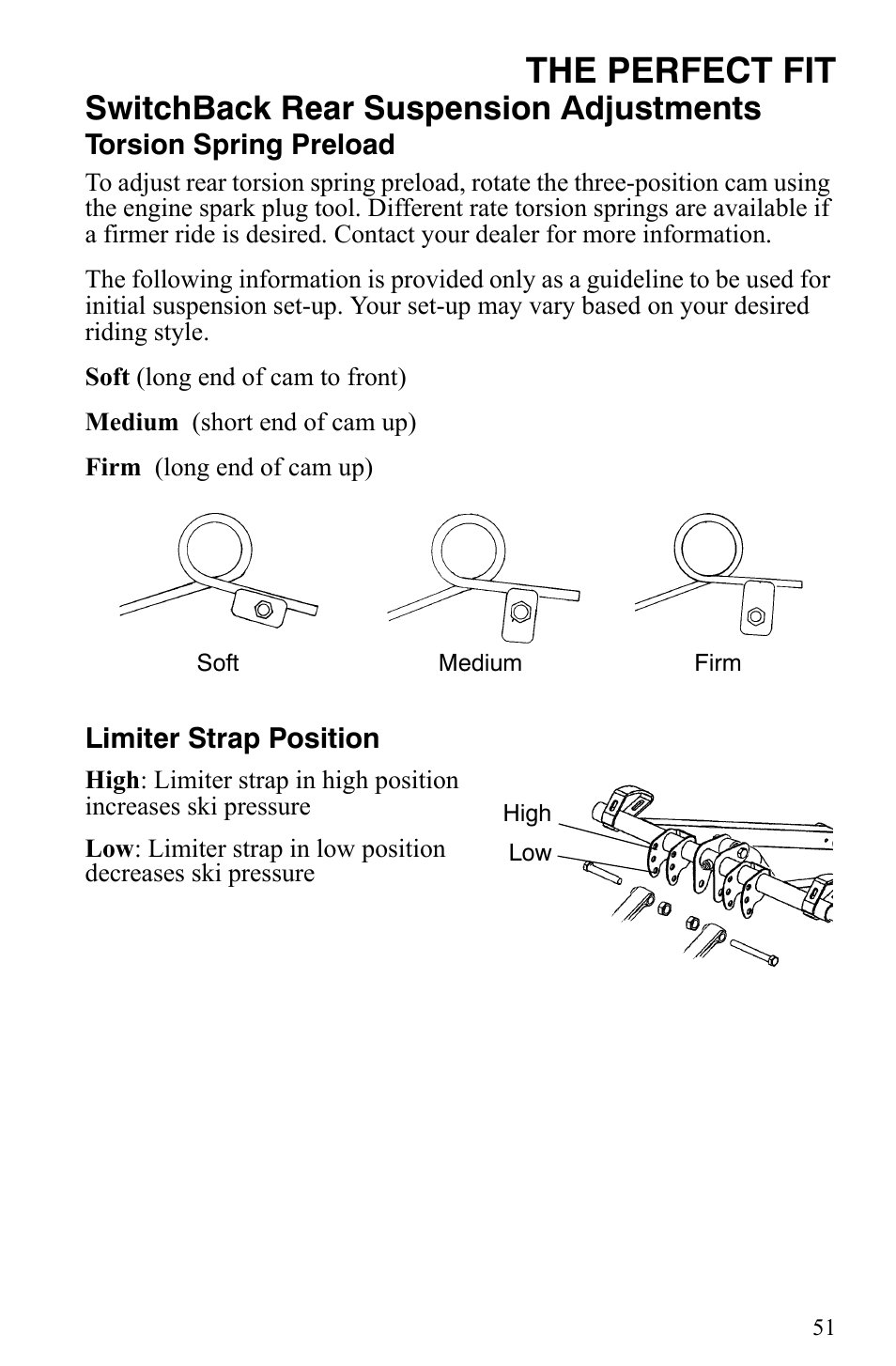 The perfect fit, Switchback rear suspension adjustments | Polaris 600 HO IQ User Manual | Page 54 / 145