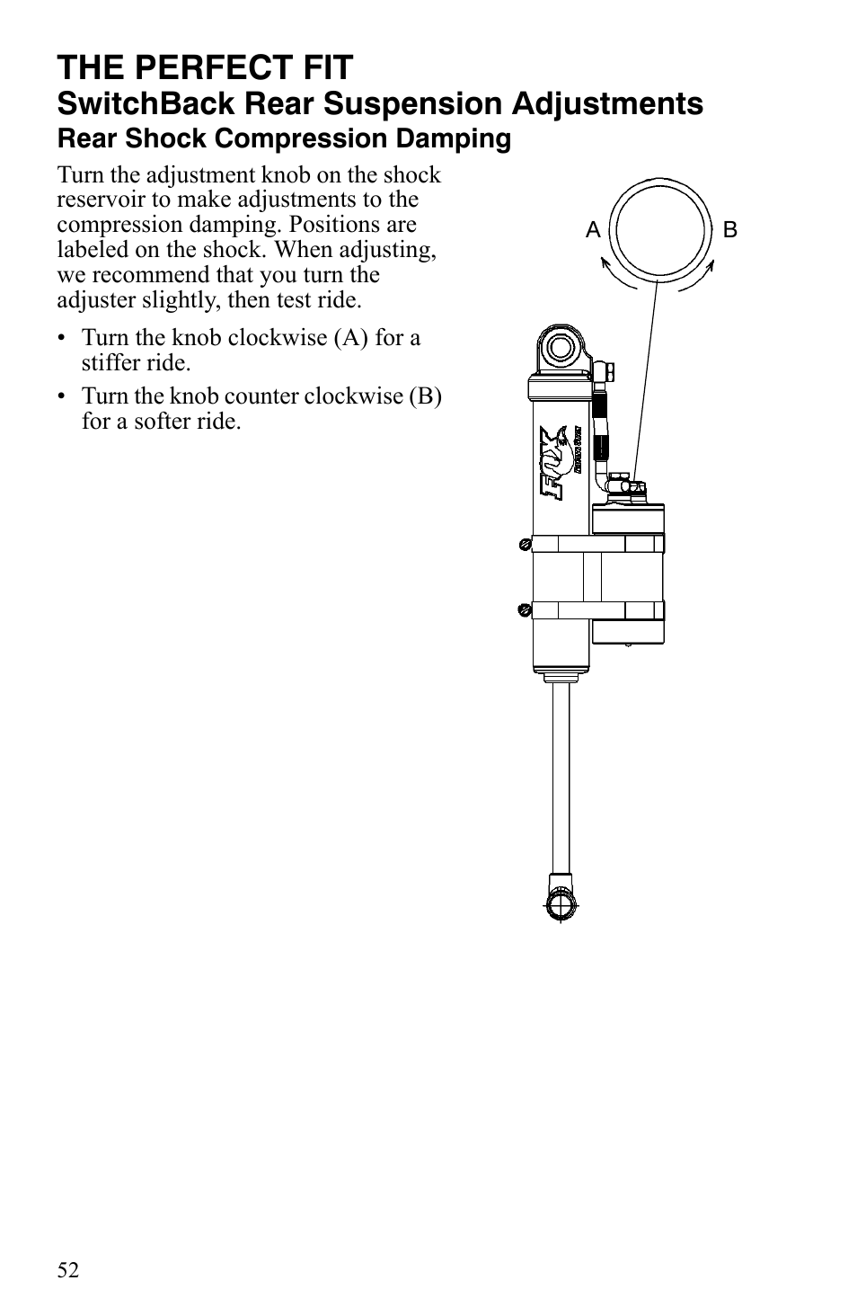 The perfect fit, Switchback rear suspension adjustments | Polaris 600 HO IQ User Manual | Page 55 / 145