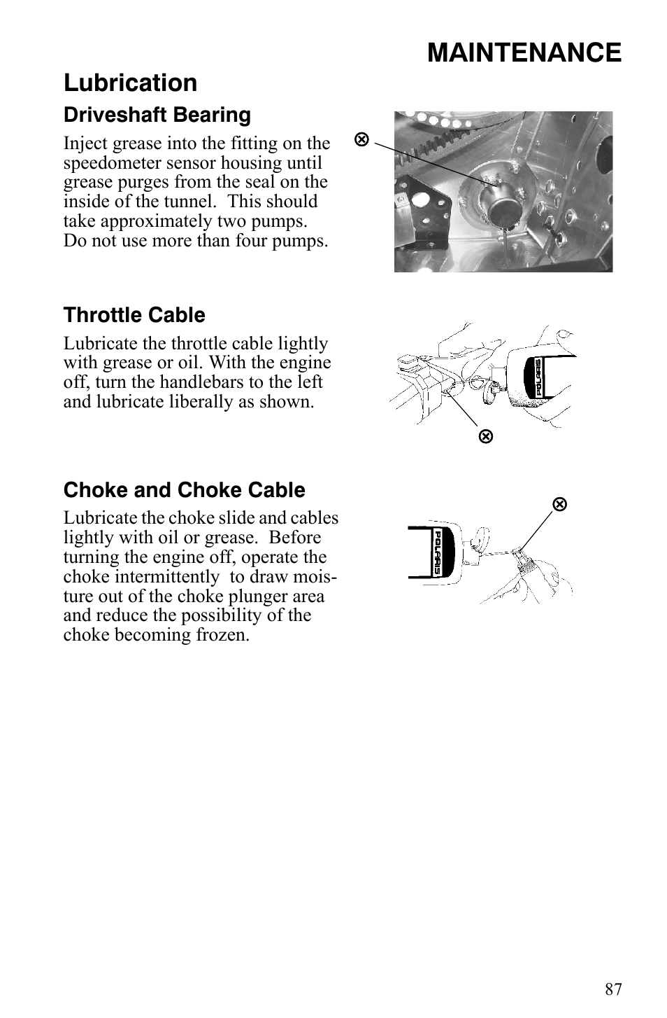 Maintenance, Lubrication | Polaris 600 HO IQ User Manual | Page 90 / 145
