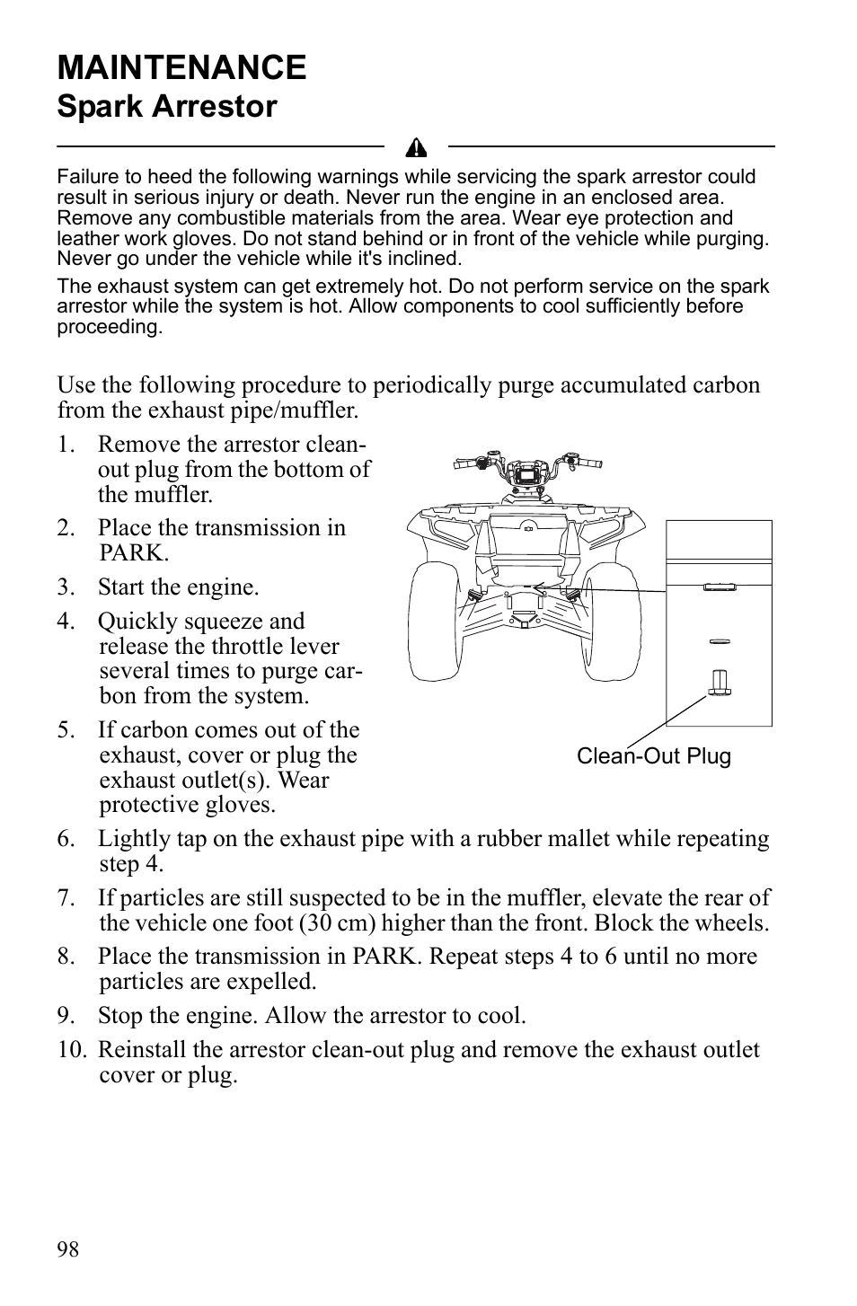 Maintenance, Spark arrestor | Polaris Sportsman 550 XP User Manual | Page 101 / 137