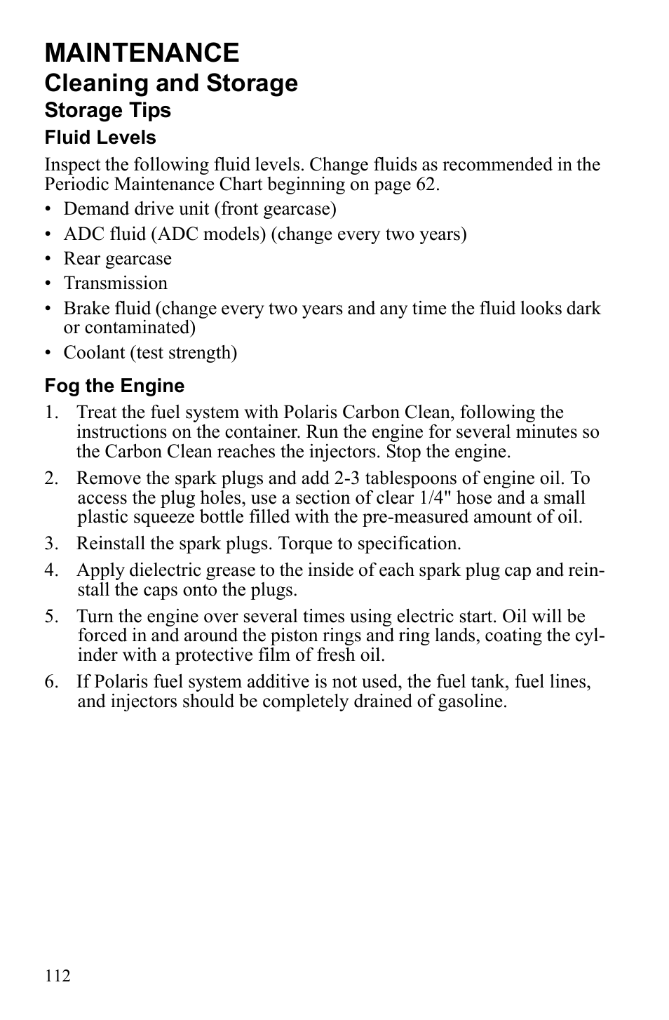 Maintenance, Cleaning and storage | Polaris Sportsman 550 XP User Manual | Page 115 / 137