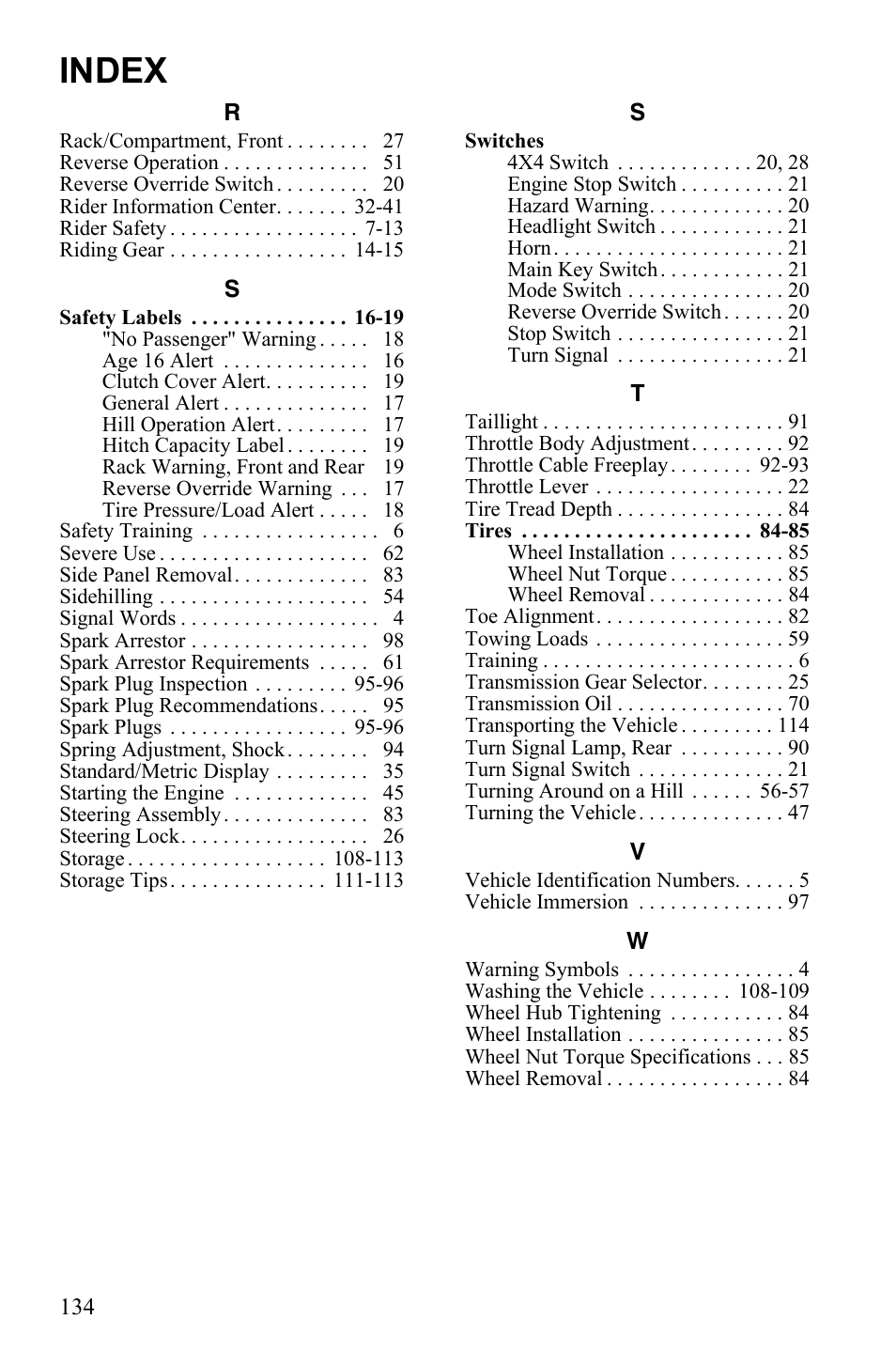 Index | Polaris Sportsman 550 XP User Manual | Page 137 / 137