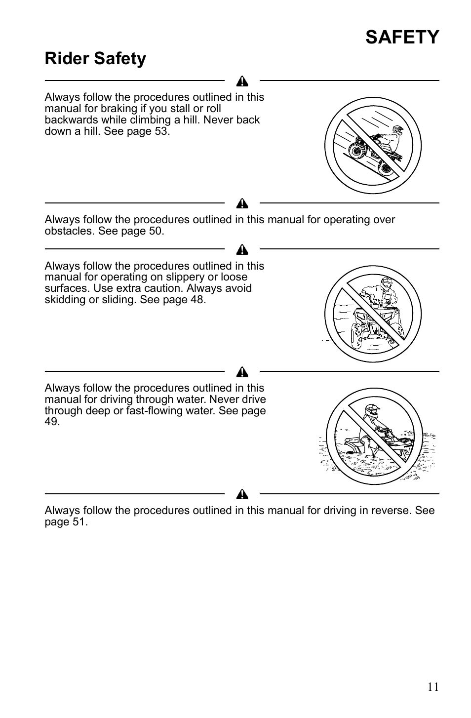Safety, Rider safety | Polaris Sportsman 550 XP User Manual | Page 14 / 137