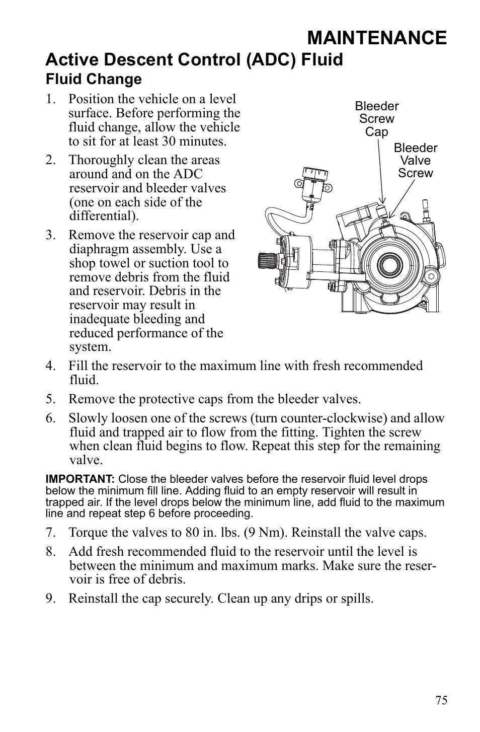 Maintenance, Active descent control (adc) fluid | Polaris Sportsman 550 XP User Manual | Page 78 / 137
