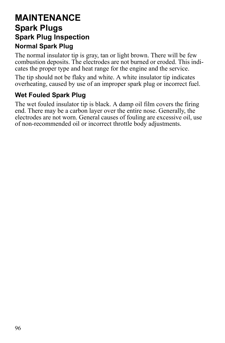 Maintenance, Spark plugs | Polaris Sportsman 550 XP User Manual | Page 99 / 137