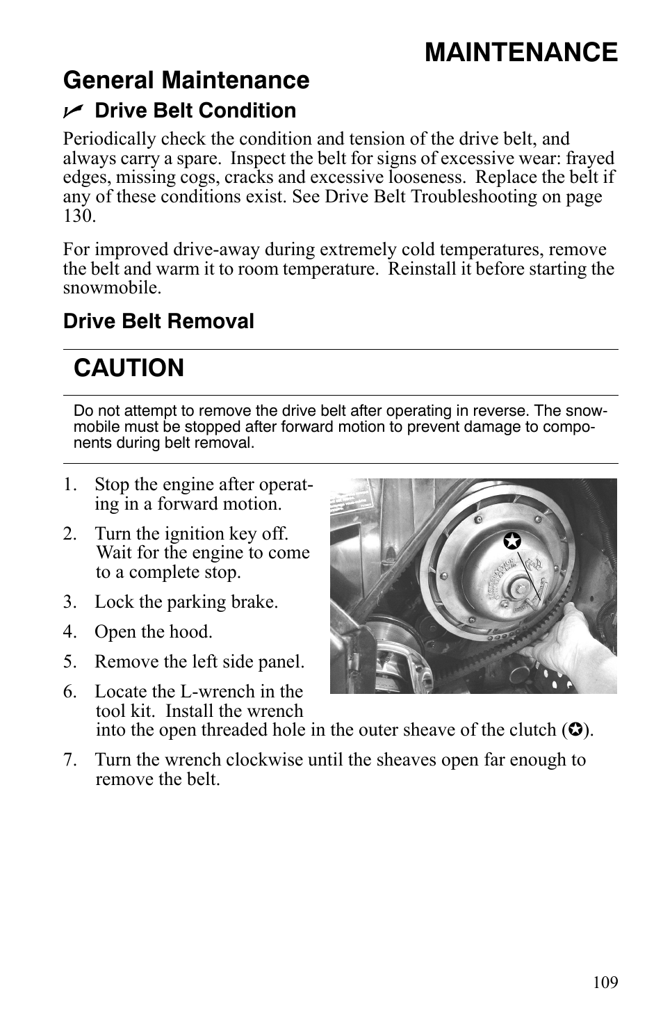 Maintenance, General maintenance, Caution | Polaris 600 Fusion User Manual | Page 112 / 145