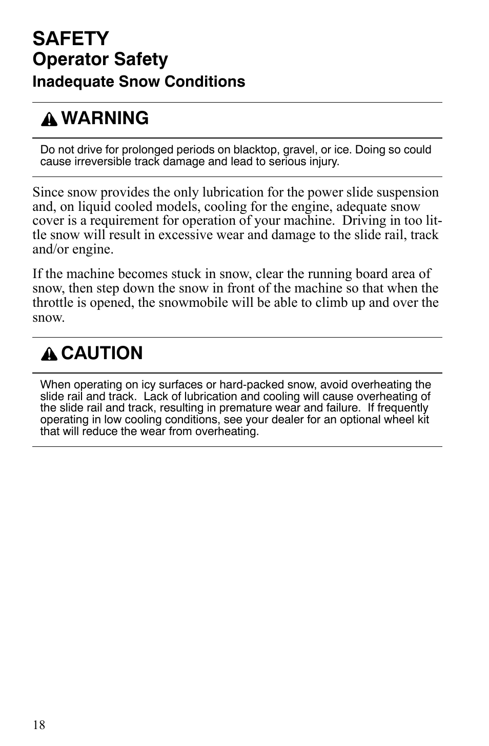 Safety, Operator safety, Warning | Caution | Polaris 600 Fusion User Manual | Page 21 / 145