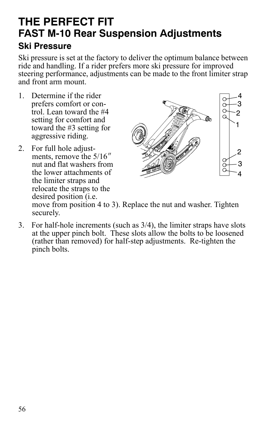 The perfect fit, Fast m-10 rear suspension adjustments | Polaris 600 Fusion User Manual | Page 59 / 145