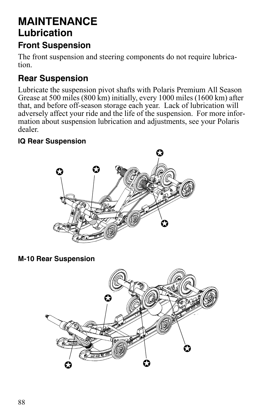 Maintenance, Lubrication | Polaris 600 Fusion User Manual | Page 91 / 145