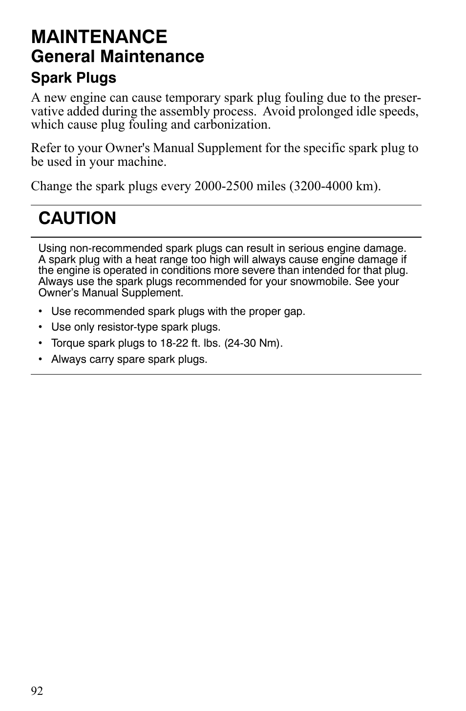 Maintenance, General maintenance, Caution | Polaris 600 Fusion User Manual | Page 95 / 145