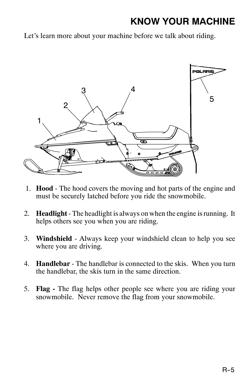 Know your machine | Polaris 120 XC SP User Manual | Page 10 / 98