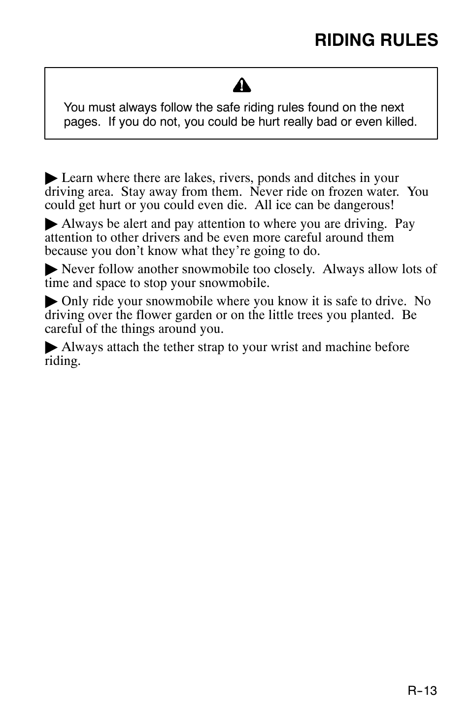 Riding rules | Polaris 120 XC SP User Manual | Page 18 / 98