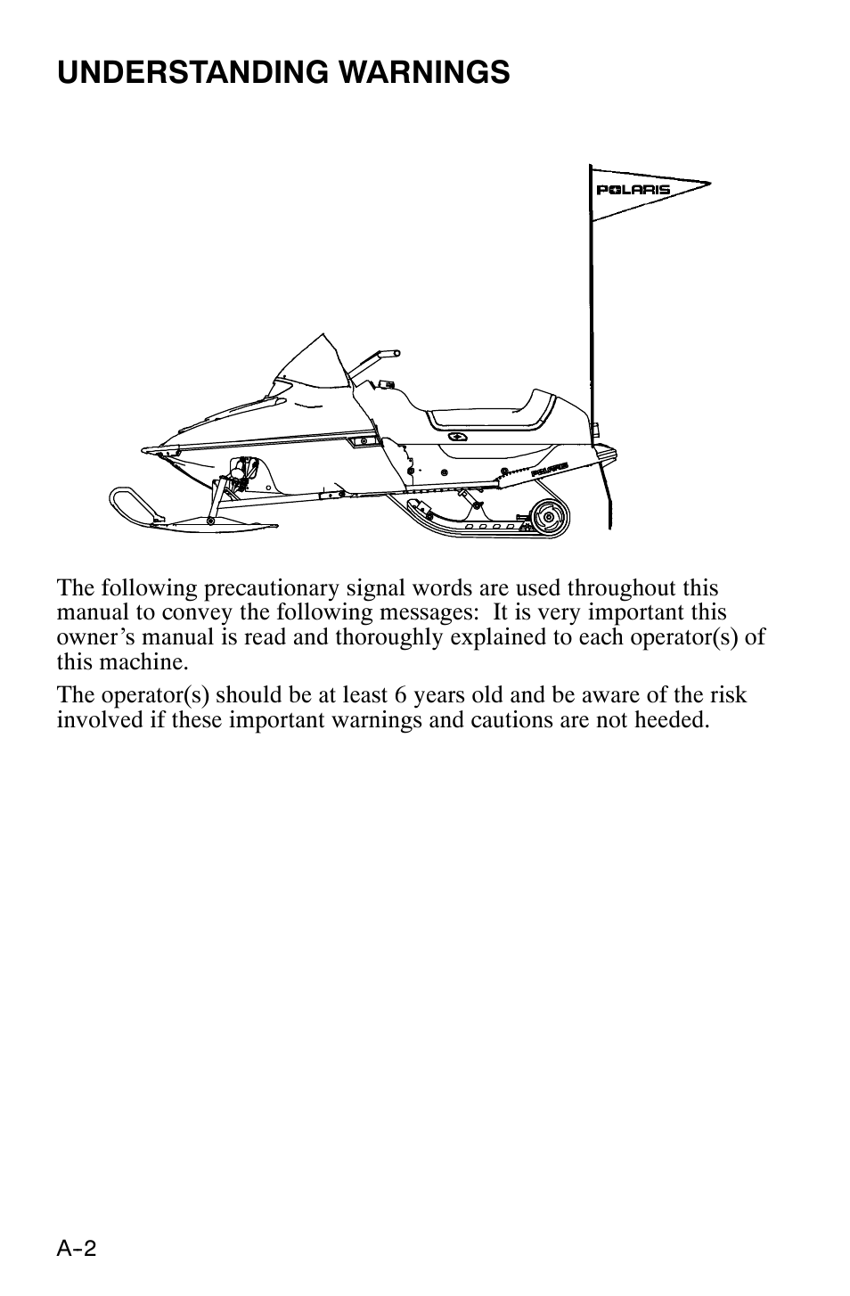 Understanding warnings | Polaris 120 XC SP User Manual | Page 21 / 98