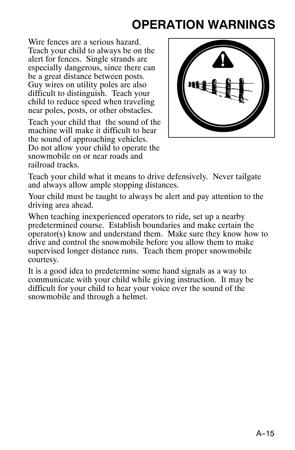 Operation warnings | Polaris 120 XC SP User Manual | Page 34 / 98