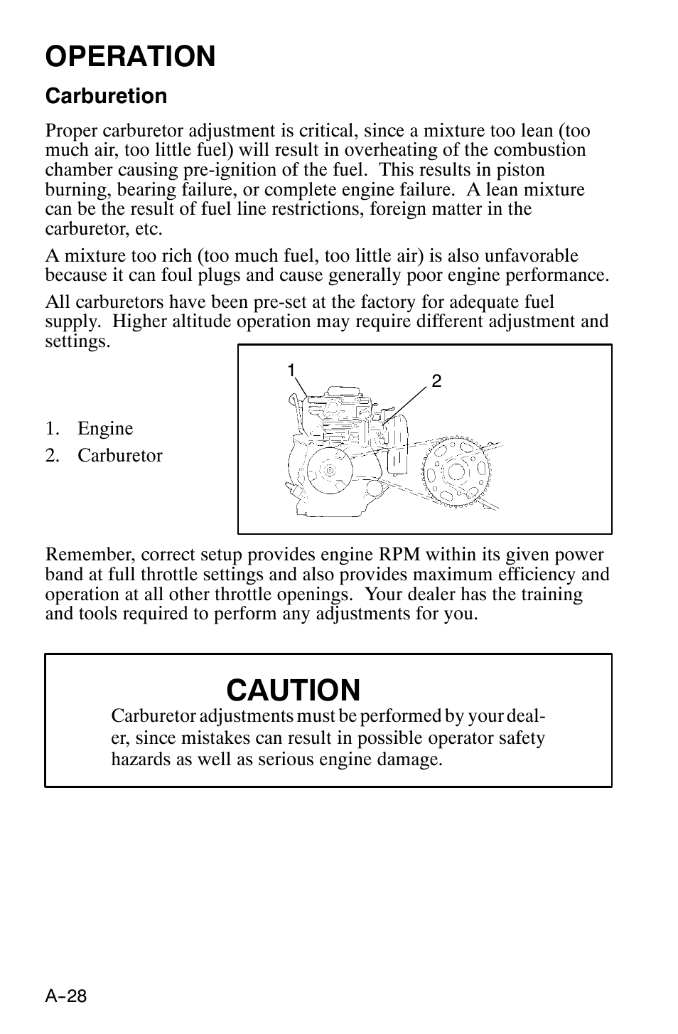 Caution, Operation | Polaris 120 XC SP User Manual | Page 47 / 98