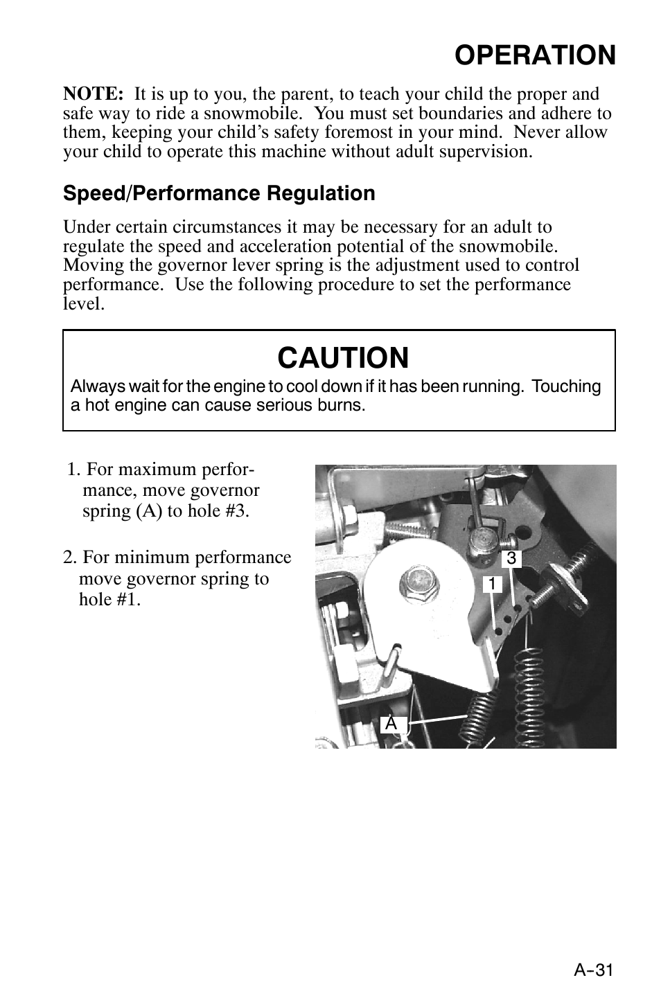 Caution, Operation | Polaris 120 XC SP User Manual | Page 50 / 98