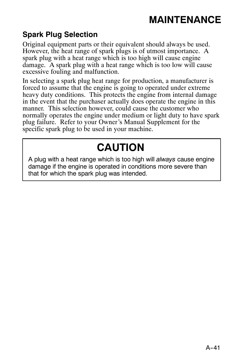 Caution, Maintenance | Polaris 120 XC SP User Manual | Page 60 / 98