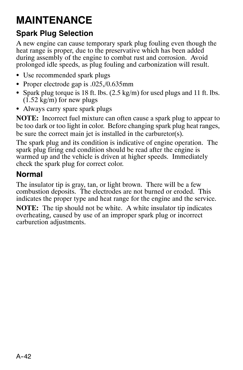 Maintenance | Polaris 120 XC SP User Manual | Page 61 / 98