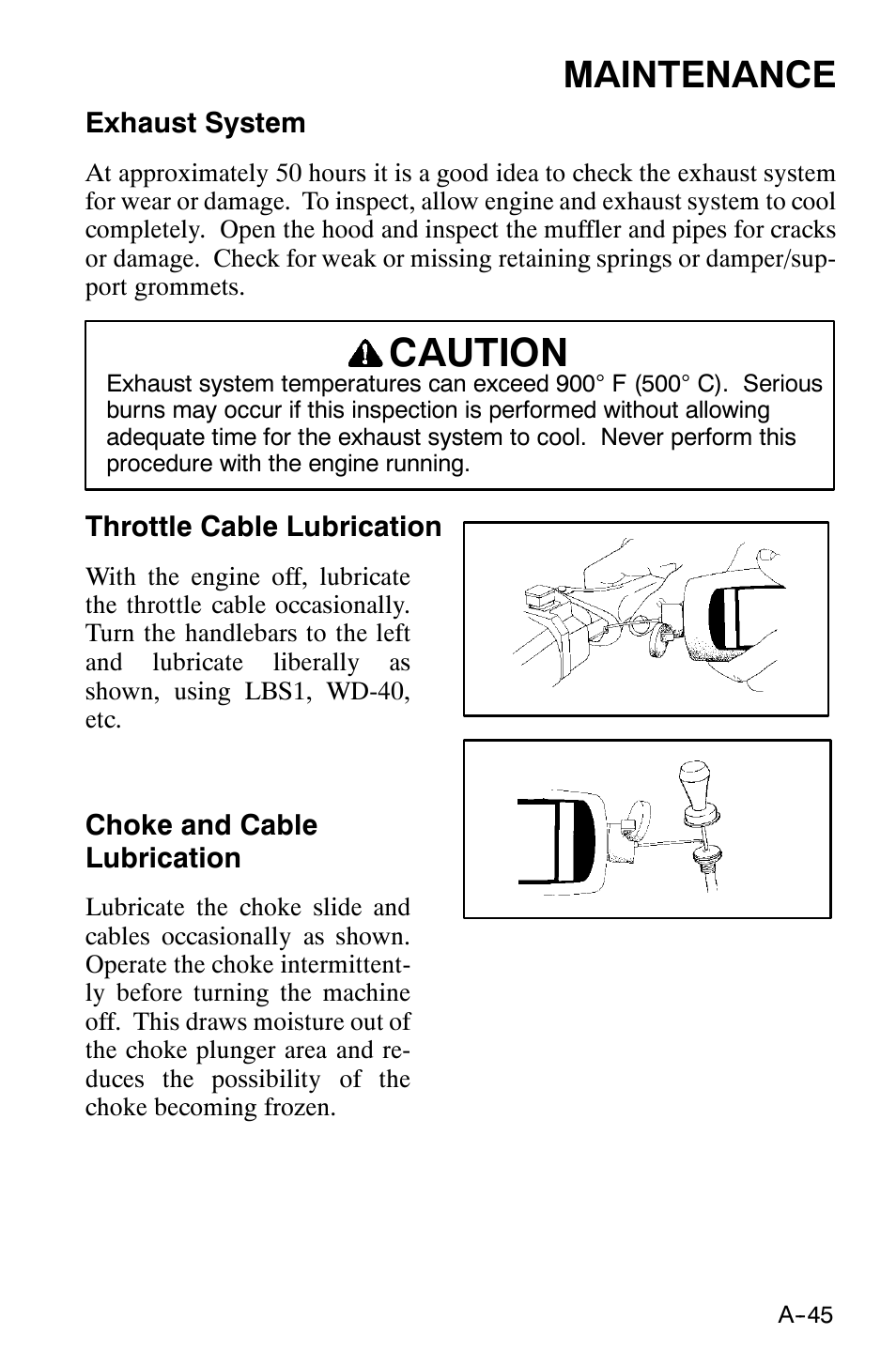 Caution, Maintenance | Polaris 120 XC SP User Manual | Page 64 / 98