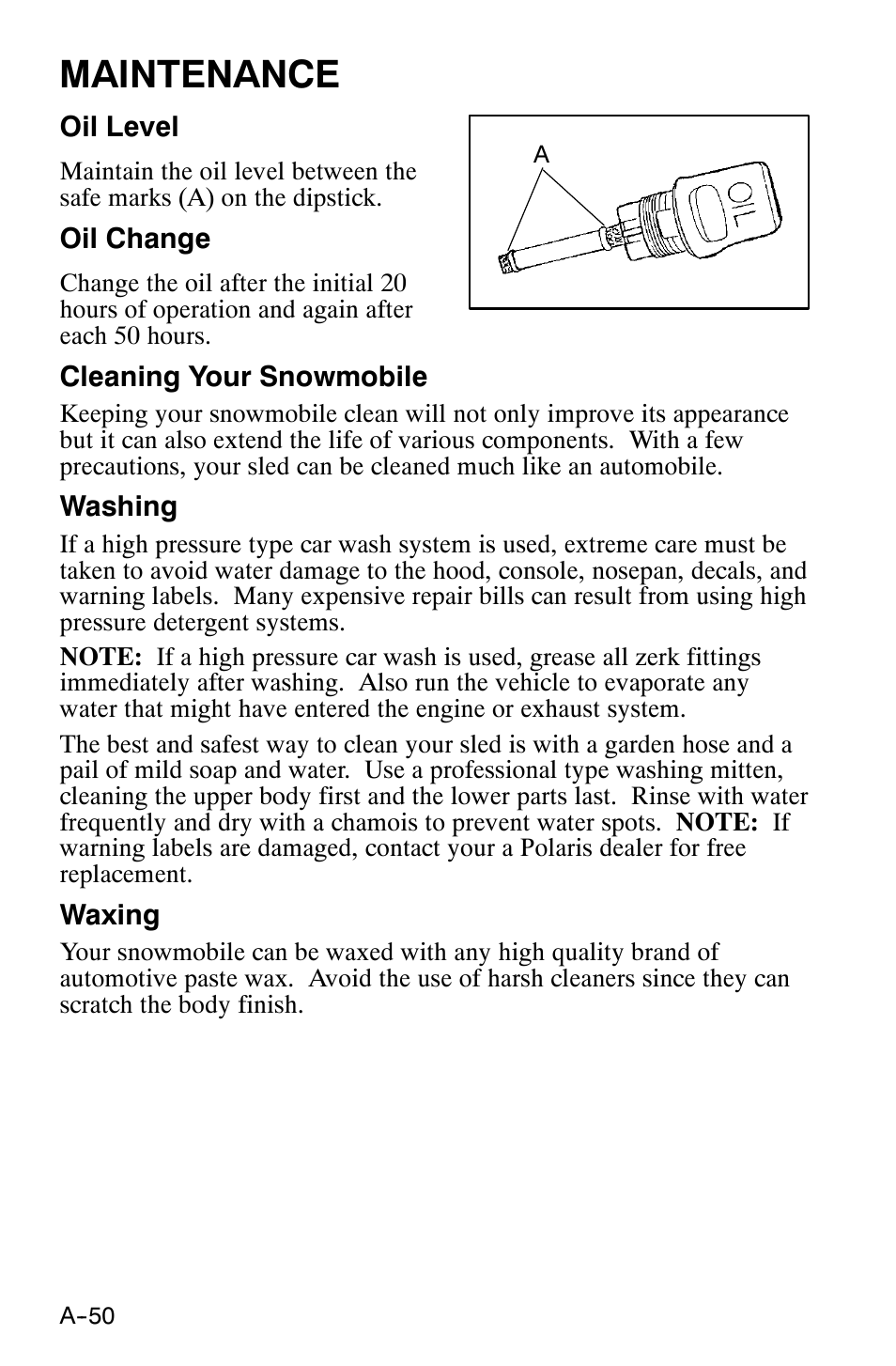 Maintenance | Polaris 120 XC SP User Manual | Page 69 / 98