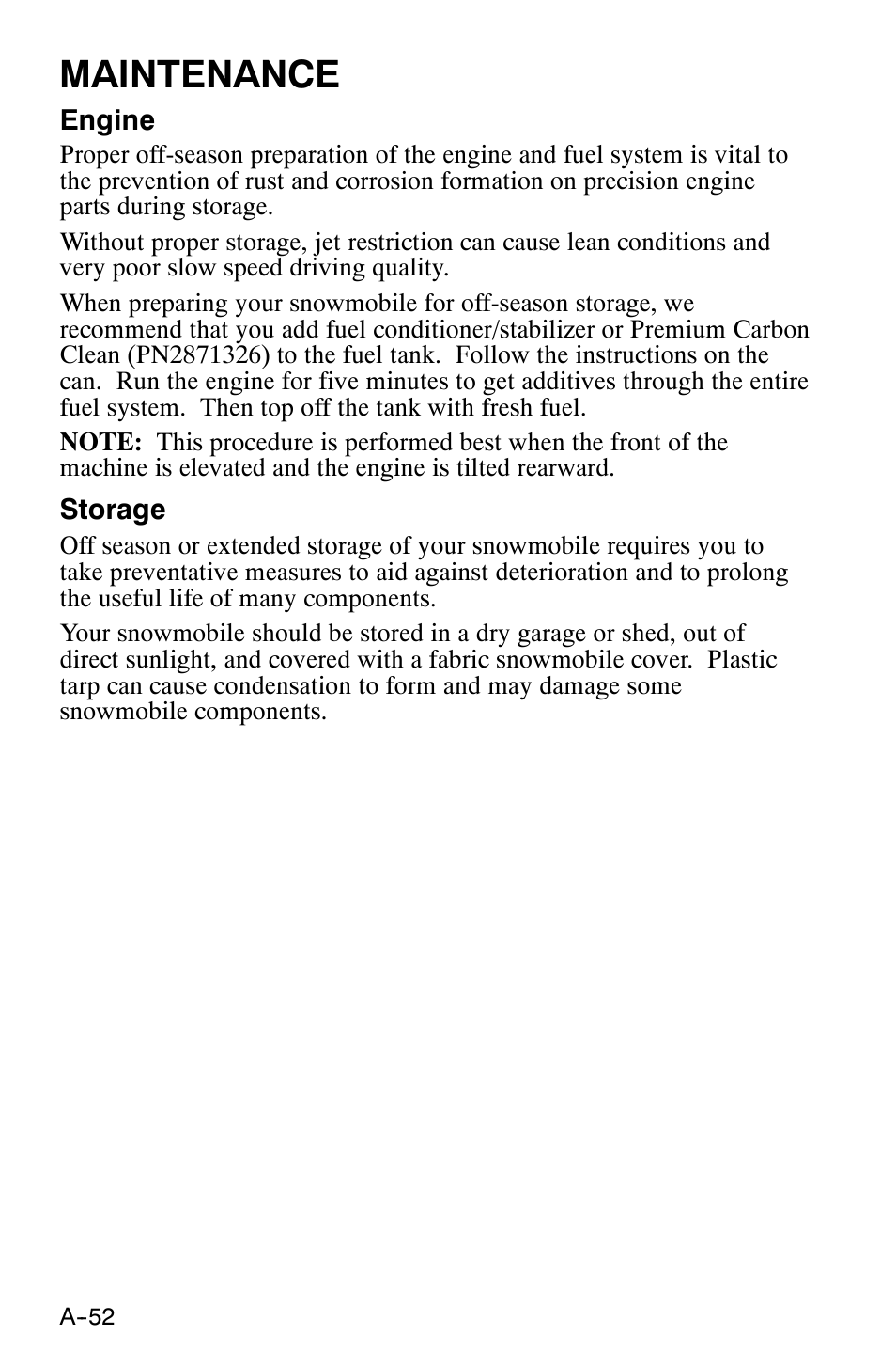 Maintenance | Polaris 120 XC SP User Manual | Page 71 / 98