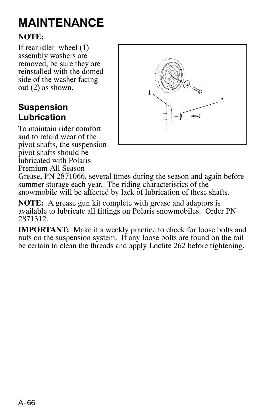 Maintenance | Polaris 120 XC SP User Manual | Page 85 / 98