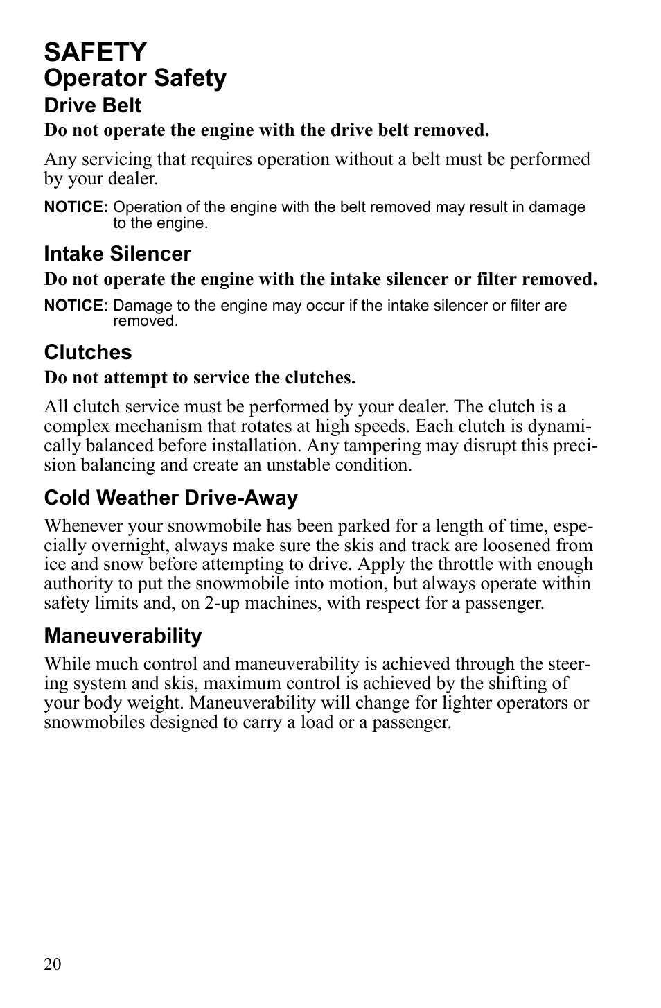 Safety, Operator safety | Polaris 600 IQ Touring User Manual | Page 23 / 141