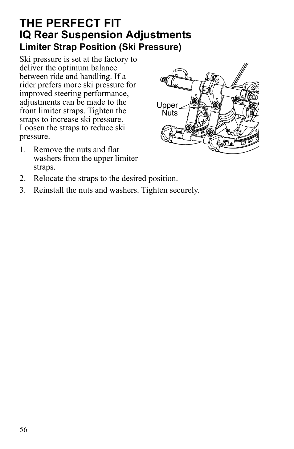 The perfect fit, Iq rear suspension adjustments | Polaris 600 IQ Touring User Manual | Page 59 / 141