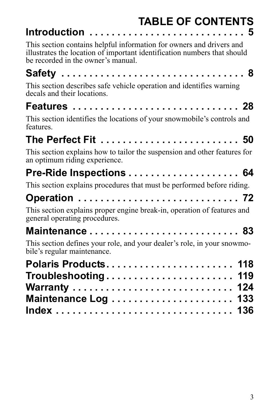 Polaris 600 IQ Touring User Manual | Page 6 / 141